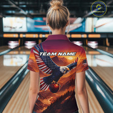 Load image into Gallery viewer, Custom American Eagle Bowling Shirt for Women Sunset Bowling Jersey Patriotic QZT975