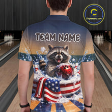 Load image into Gallery viewer, Funny Raccoon Bowling Shirt for Men Custom Patriotic Bowling Jersey US Flag Bowling Outfit QZT976