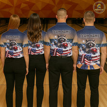 Load image into Gallery viewer, Funny Raccoon Bowling Shirt for Men Custom Patriotic Bowling Jersey US Flag Bowling Outfit QZT976