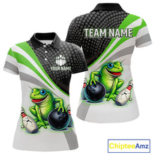 Load image into Gallery viewer, Personalized Funny Green Frog Bowling Shirt Ugly Bowling Jersey Unisex Polo for Women QZT845