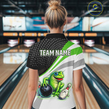 Load image into Gallery viewer, Personalized Funny Green Frog Bowling Shirt Ugly Bowling Jersey Unisex Polo for Women QZT845