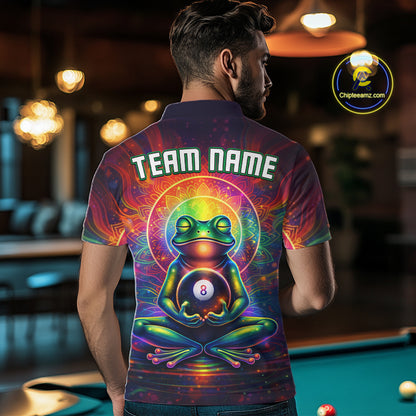 Custom Zen Frog Billiard Shirt for Men 8 Ball Meditation Style Billiard Jersey Pool Shit BHT13