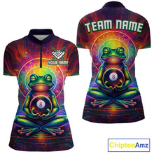 Load image into Gallery viewer, Custom Zen Frog Billiard Shirt for Women 8 Ball Meditation Style Billiard Jersey Pool Shit BHT13