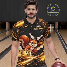 Load image into Gallery viewer, Back &amp; Gold Squirrel Bowling Team Shirt for Men Custom Funny Bowling Jersey Polo &amp; 1/4-Zip Bowling Outfit QZT980
