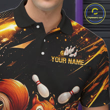 Load image into Gallery viewer, Back &amp; Gold Squirrel Bowling Team Shirt for Men Custom Funny Bowling Jersey Polo &amp; 1/4-Zip Bowling Outfit QZT980