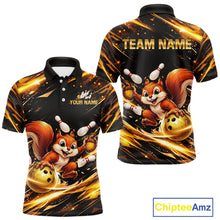 Load image into Gallery viewer, Back &amp; Gold Squirrel Bowling Team Shirt for Men Custom Funny Bowling Jersey Polo &amp; 1/4-Zip Bowling Outfit QZT980