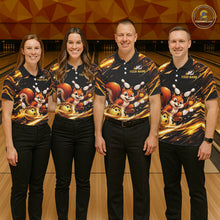 Load image into Gallery viewer, Back &amp; Gold Squirrel Bowling Team Shirt for Men Custom Funny Bowling Jersey Polo &amp; 1/4-Zip Bowling Outfit QZT980