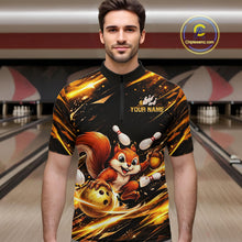 Load image into Gallery viewer, Back &amp; Gold Squirrel Bowling Team Shirt for Men Custom Funny Bowling Jersey Polo &amp; 1/4-Zip Bowling Outfit QZT980