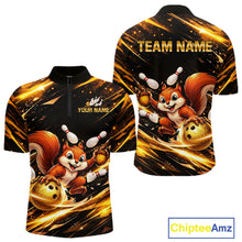 Load image into Gallery viewer, Back &amp; Gold Squirrel Bowling Team Shirt for Men Custom Funny Bowling Jersey Polo &amp; 1/4-Zip Bowling Outfit QZT980