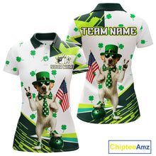 Load image into Gallery viewer, Custom Green Funny Golden Retriever Dog Bowling Shirt Samrock Pattern Bowling St. Patrick Day for Women QZT936