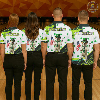 Custom Green Funny Golden Retriever Dog Bowling Shirt Samrock Pattern Bowling St. Patrick Day for Men QZT936