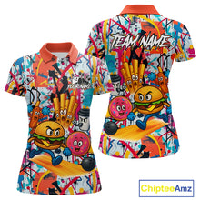 Load image into Gallery viewer, Custom Graffiti Funny Fast Food Bowling Shirt Bowling Team Jersey for Women Bowling Outfit QZT798