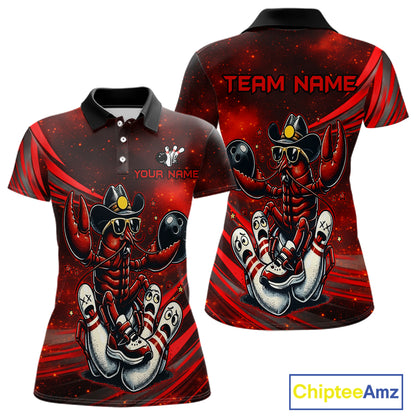Red and black polo shirt with crawfish design and 'Team Name' text on a white background