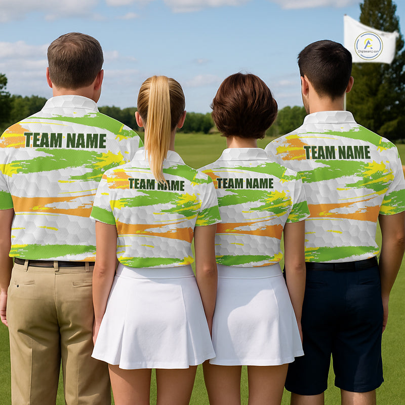 Womens Golf Polo Shirt Custom Name Green Pattern Golf Shirts Custom Golf Clubs For Team Golf Top NHN0020