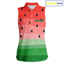 Load image into Gallery viewer, Watermelon Polo Shirt, Funny Womens Sleeveless Golf Polo Shirt Custom Golf Attire For Ladies NHN0152
