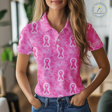 Load image into Gallery viewer, Pink Breast Cancer Golf Shirt Custom Name Tie Dye Women Golf Polo Shirt Personalized Golf Gifts NHN0188