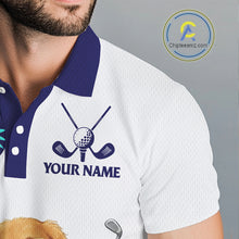 Load image into Gallery viewer, Funny Mens Golf Polo Shirts Custom Tropical Pattern, Golden Retriever Golf Shirt, Dog Lover Gift NHN0196