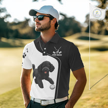 Load image into Gallery viewer, Funny Mens Golf Polo Shirt Black &amp; White Pattern Golf Team Shirt Custom Golf Clubs, Dog Lover Gift NHN0066