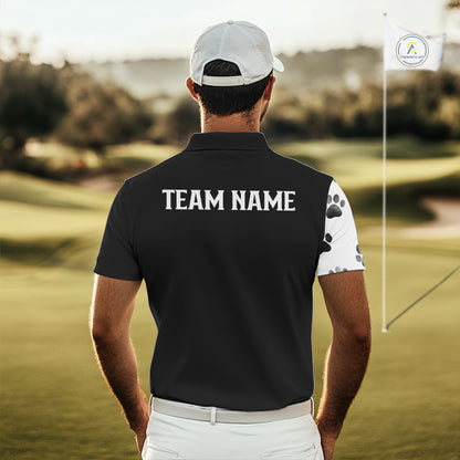 Funny Mens Golf Polo Shirt Black & White Pattern Golf Team Shirt Custom Golf Clubs, Dog Lover Gift NHN0066