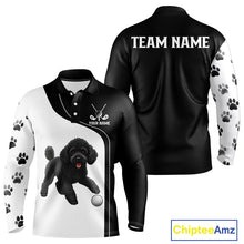 Load image into Gallery viewer, Funny Long Sleeve Golf Polo Shirt Black &amp; White Pattern Golf Team Shirt Custom Golf Clubs, Dog Lover Gift NHN0066