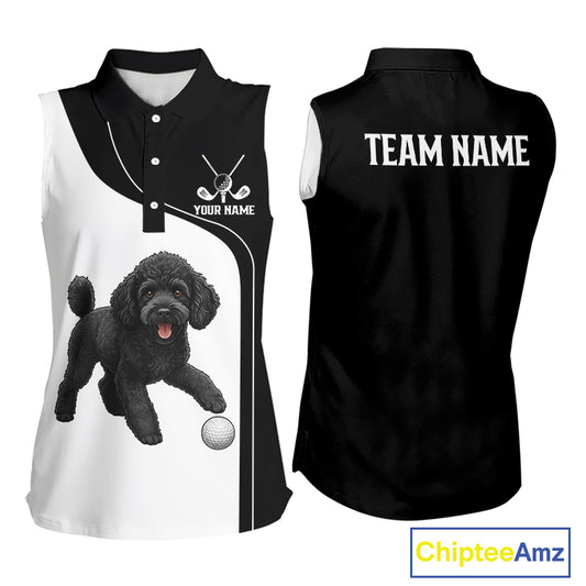 Womens Sleeveless Golf Polo Shirt Custom Funny Husky Black And White Team Ladies Golf Tops, Golf Gifts NHN0066