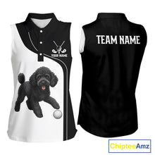 Load image into Gallery viewer, Womens Sleeveless Golf Polo Shirt Custom Funny Husky Black And White Team Ladies Golf Tops, Golf Gifts NHN0066