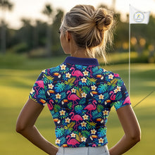 Load image into Gallery viewer, Funny Womens Golf Polo Shirt Custom Tropical Golden Retriever Ladies Golf Tops, Dog Lover Gift NHN0201