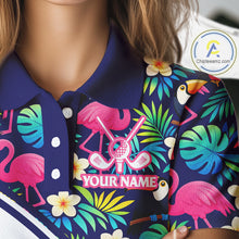 Load image into Gallery viewer, Funny Womens Golf Polo Shirt Custom Tropical Golden Retriever Ladies Golf Tops, Dog Lover Gift NHN0201