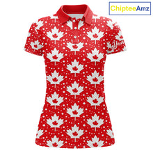 Load image into Gallery viewer, Red Maple Leaves Pattern Canadian Womens Golf Polo Shirts Custom Patriotic Golf Shirts For Men NHN0207