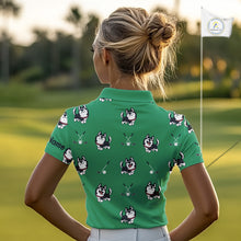Load image into Gallery viewer, Womens Golf Polo Shirt Custom Funny Husky Green Pattern Team Ladies Golf Tops, Dog Lover Gift NHN0065