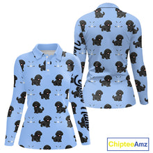 Load image into Gallery viewer, Womens Long Sleeve Golf Polo Shirt Custom Funny Poodle Pattern Team Ladies Golf Tops, Dog Lover Gift NHN0208