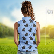 Load image into Gallery viewer, Womens Sleeveless Golf Polo Shirt Custom Funny Poodle Pattern Team Ladies Golf Tops, Dog Lover Gift NHN0208