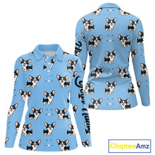 Load image into Gallery viewer, Womens Long Sleeve Golf Polo Shirt Custom Funny Chihuahua Pattern Team Ladies Golf Top, Dog Lover Gift NHN0211