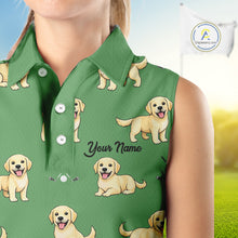 Load image into Gallery viewer, Womens Sleeveless Golf Polo Shirt Custom Funny Labrador Retriever Team Ladies Golf Top, Dog Lover Gift NHN0215