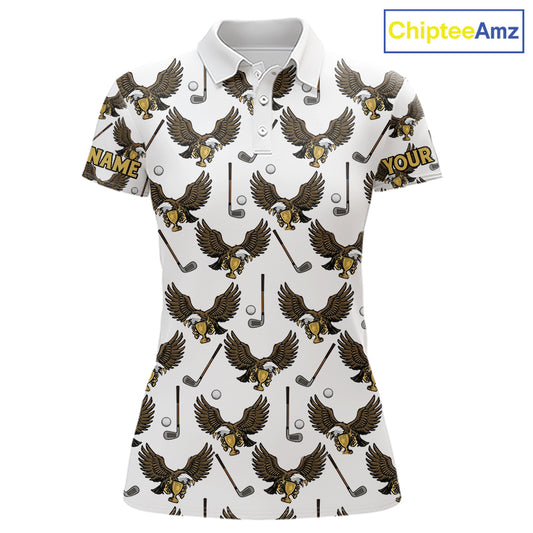 Golf Polo Shirts, Eagle Womens Golf Polo Shirts Custom Name White Golf Shirts For Ladies, Golf Gifts NHN0090