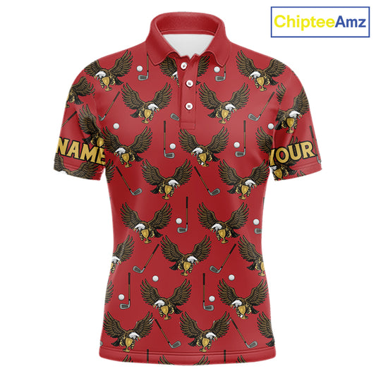 Golf Polo Shirts, Eagle Mens Golf Polo Shirts Custom Name Red Golf Shirts For Men, Golf Gifts NHN0091