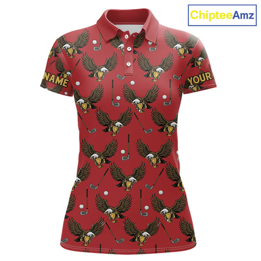 Golf Polo Shirts, Eagle Womens Golf Polo Shirts Custom Name Red Golf Shirts For Women, Golf Gifts NHN0091