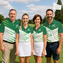 Load image into Gallery viewer, Green And White Womens Golf Polo Shirt Custom Name Golf Shirts For Team Personalized Golf Gifts NHN0097