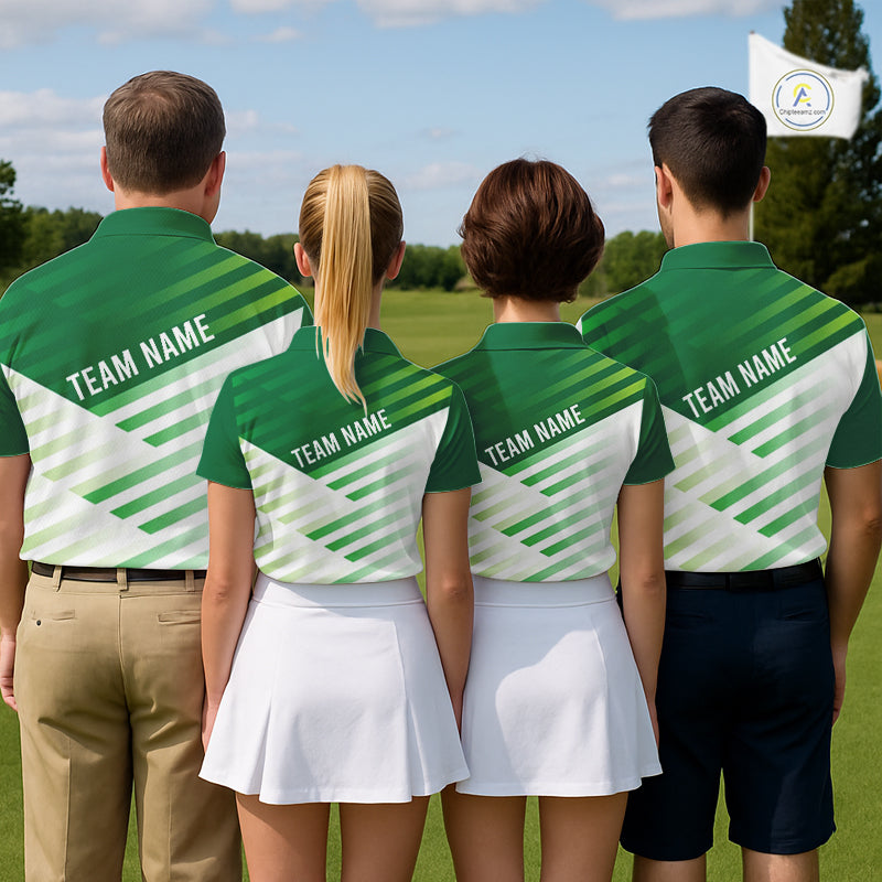 Green And White Womens Golf Polo Shirt Custom Name Golf Shirts For Team Personalized Golf Gifts NHN0097
