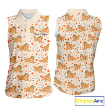 Load image into Gallery viewer, Golden Retriever Womens Sleeveless Golf Polo Shirt Autumn Leaves Funny Golf Tops, Dog Lover Gift NHN0224