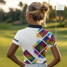 Load image into Gallery viewer, Womens Golf Polo Shirt Colorful Rainbow Leopard Print Pattern Custom Team Ladies Golf Tops NHN0227