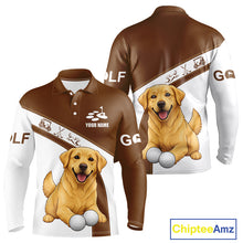 Load image into Gallery viewer, Golden Retriever Long Sleeve Golf Polo Shirt Custom Funny Dog Lover Mens Golf Tops, Dog Dad Gift NHN0229