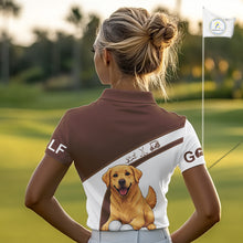 Load image into Gallery viewer, Golden Retriever Womens Golf Polo Shirt Custom Funny Dog Lover Pattern Ladies Golf Tops, Golf Gift NHN0229