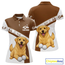 Load image into Gallery viewer, Golden Retriever Womens Golf Polo Shirt Custom Funny Dog Lover Pattern Ladies Golf Tops, Golf Gift NHN0229