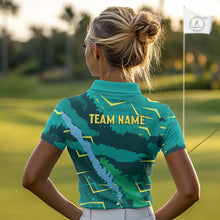 Load image into Gallery viewer, Womens Golf Polo Shirts Green Golf Clubs Custom Name Personalized Team Green Camo Golf Tops NHN0016