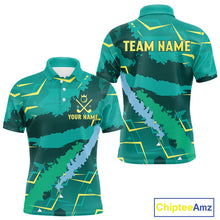 Load image into Gallery viewer, Mens Golf Polo Shirts Green Golf Clubs Custom Name Personalized Team Green Camo Golf Tops NHN0016