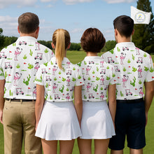 Load image into Gallery viewer, Flamingo Cactus Desert Pattern Mens Golf Polo Shirts Custom Cactus Golf Shirt Personalized NHN0150