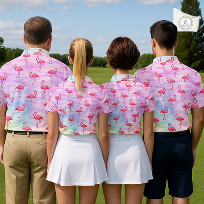 Violet Pastel Womens Golf Polo Shirts Custom Funny Flamingo Pattern Team Ladies Golf Tops, Golf Gift NHN0174