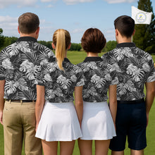 Load image into Gallery viewer, Womens Golf Polo Shirt Retro Floral Pattern Tropical Leaves Custom Team Golf Shirt, Golf Gifts NHN0190