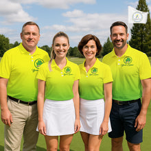 Load image into Gallery viewer, Neon Green Mens Golf Polo Shirt Custom Name Green Clover St Patrick Day Golf Shirts For Men NHN0206
